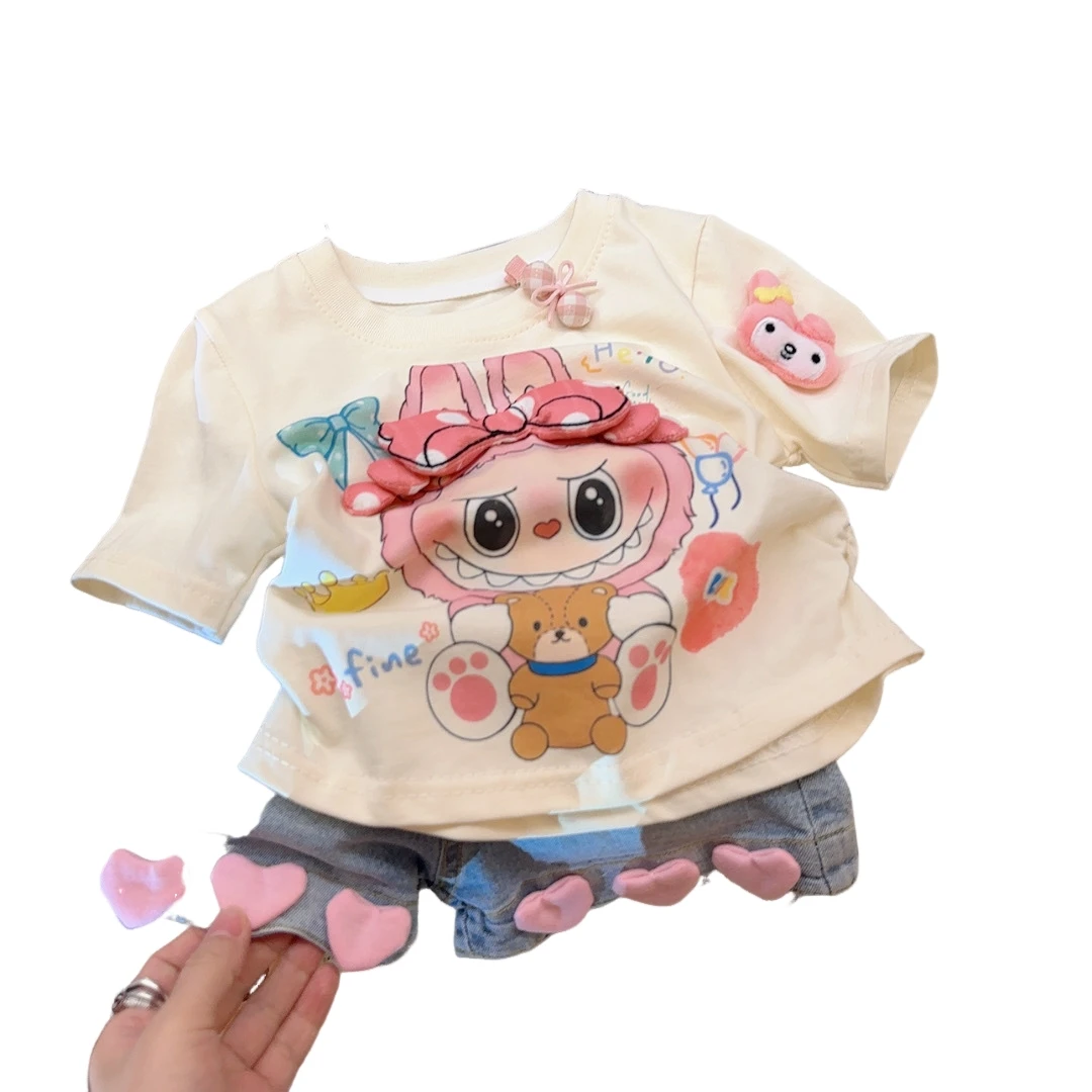 韩版童装2025春夏新款女童卡通纯棉短袖T恤儿童洋气百搭短款上衣