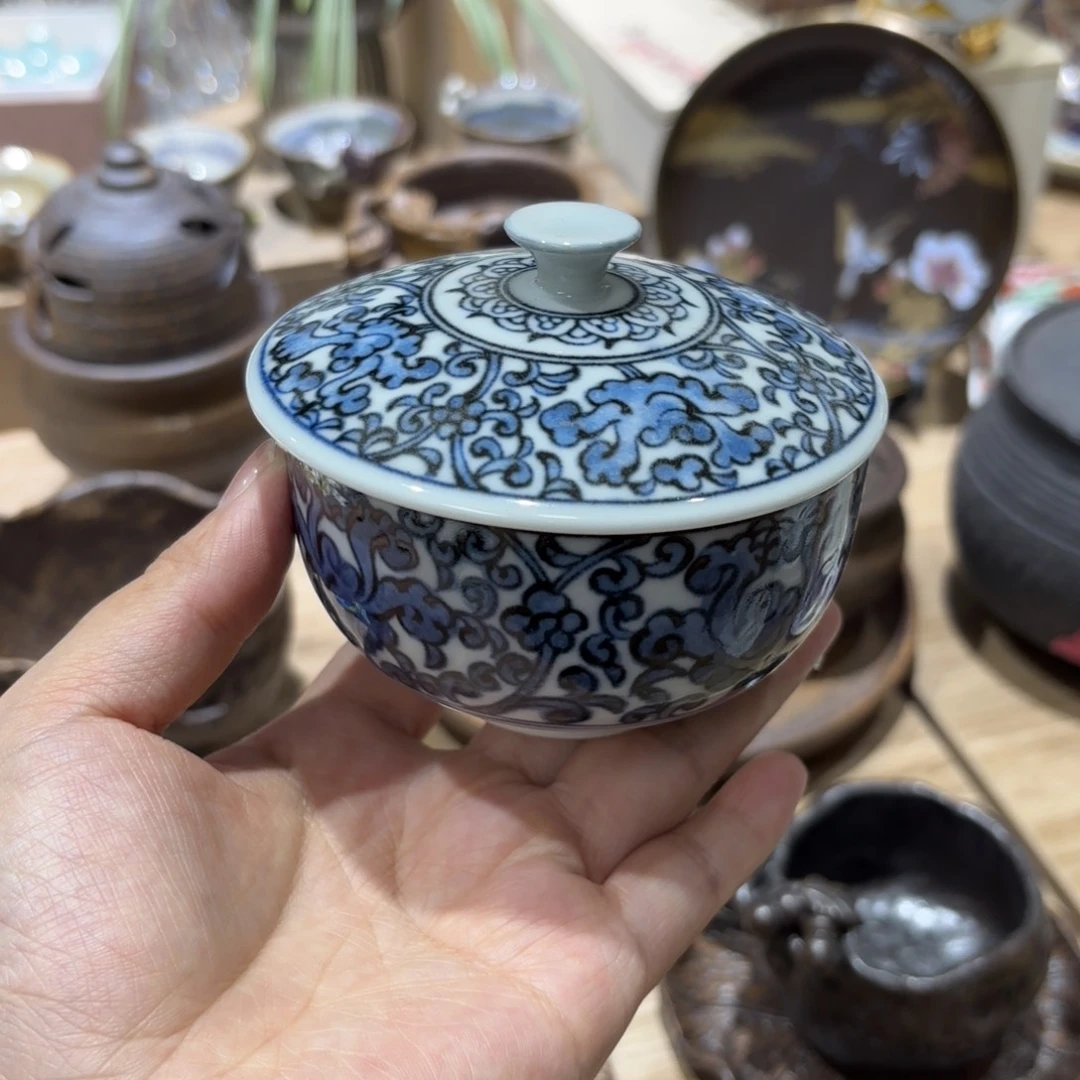 默认微瑕满38包邮橘吉青花盖杯
