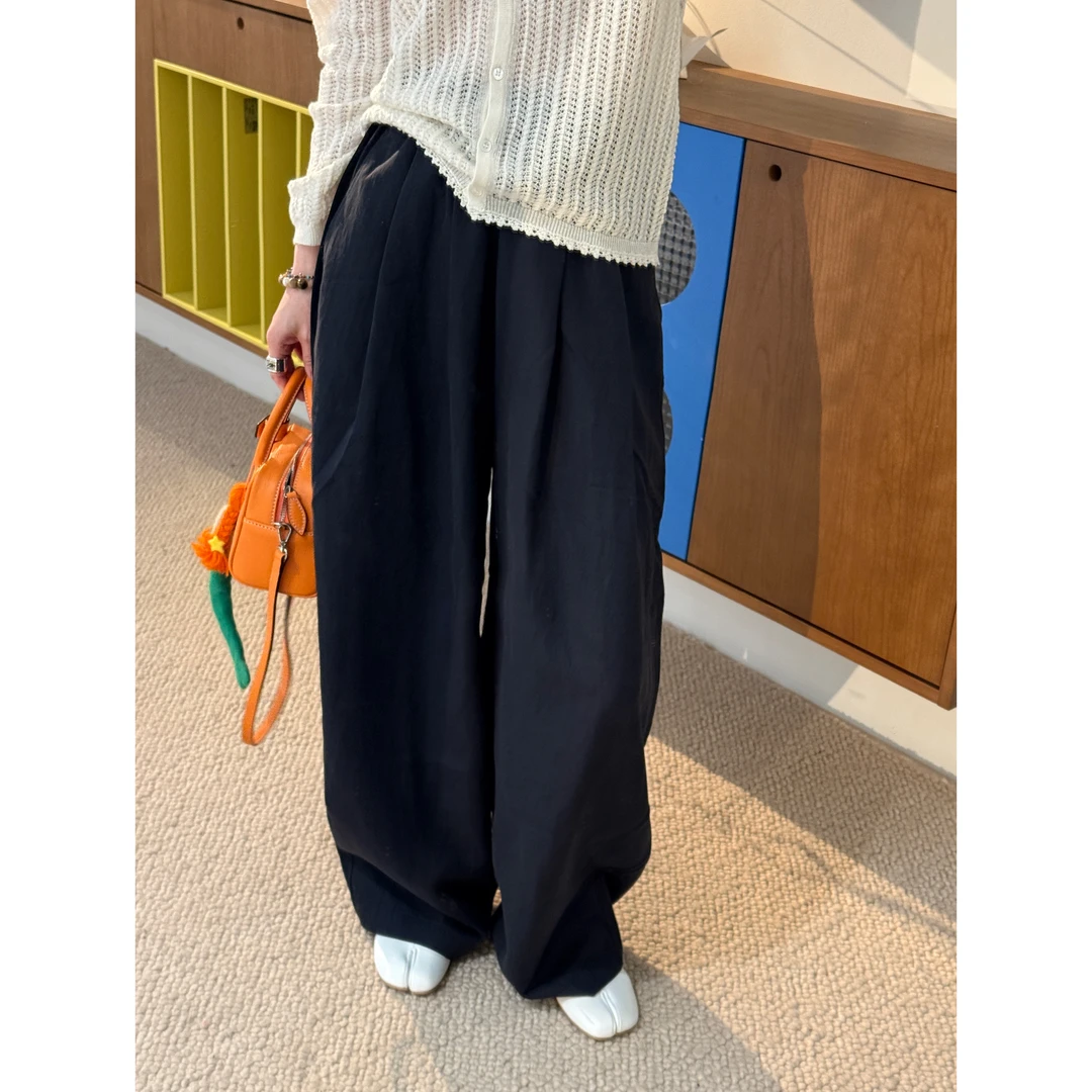 春秋显瘦高腰超百搭直筒舒服超好穿宽松休闲垂感阔腿裤 02866