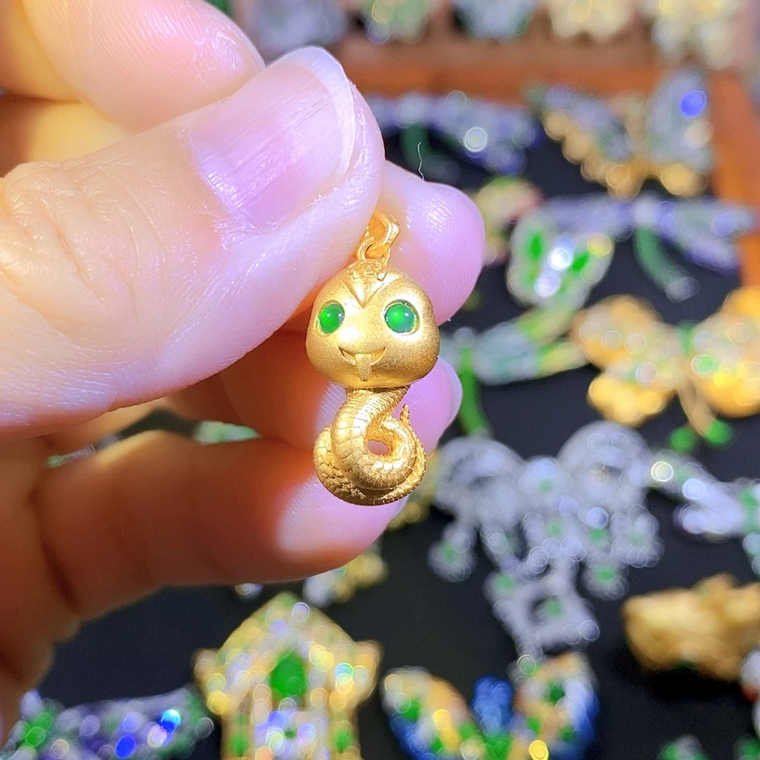 吊坠(不含链)银S925镶嵌翡翠