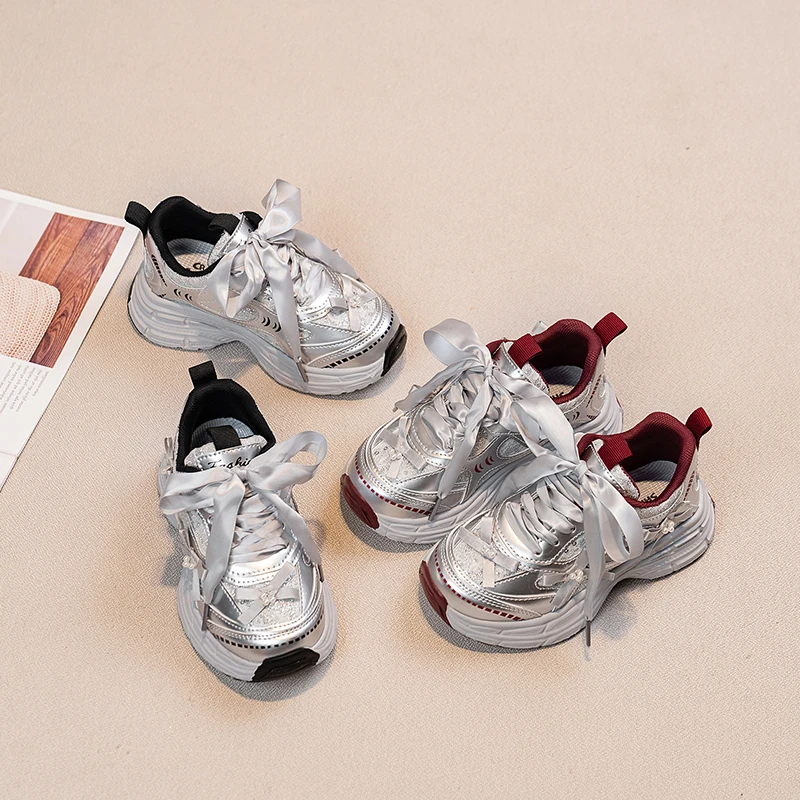 2025年春季新款儿童时尚百搭老爹鞋舒适洋气蝴蝶结运动鞋 9116 TY