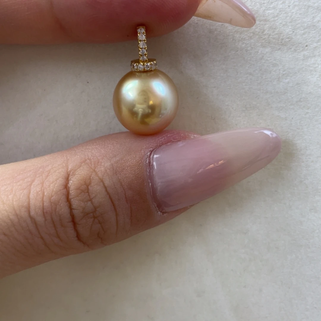 18K金镶嵌颈饰海水珍珠金珠12.5mm