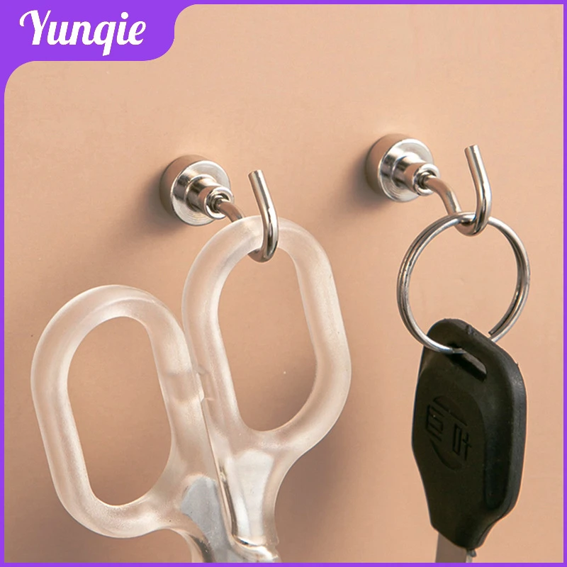 吸壁式磁吸式磁吸10个挂钩壁挂免打孔可拆装粘钩日常挂物防锈