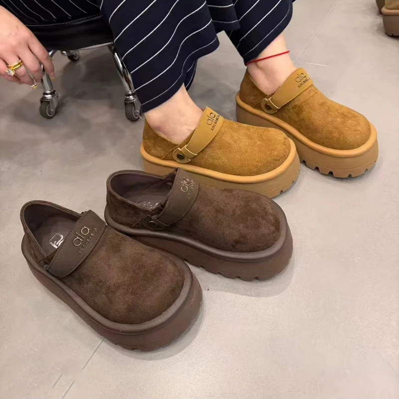 松糕厚底两穿勃肯鞋增高一脚蹬女鞋子2025新款秋季博肯单鞋乐福鞋