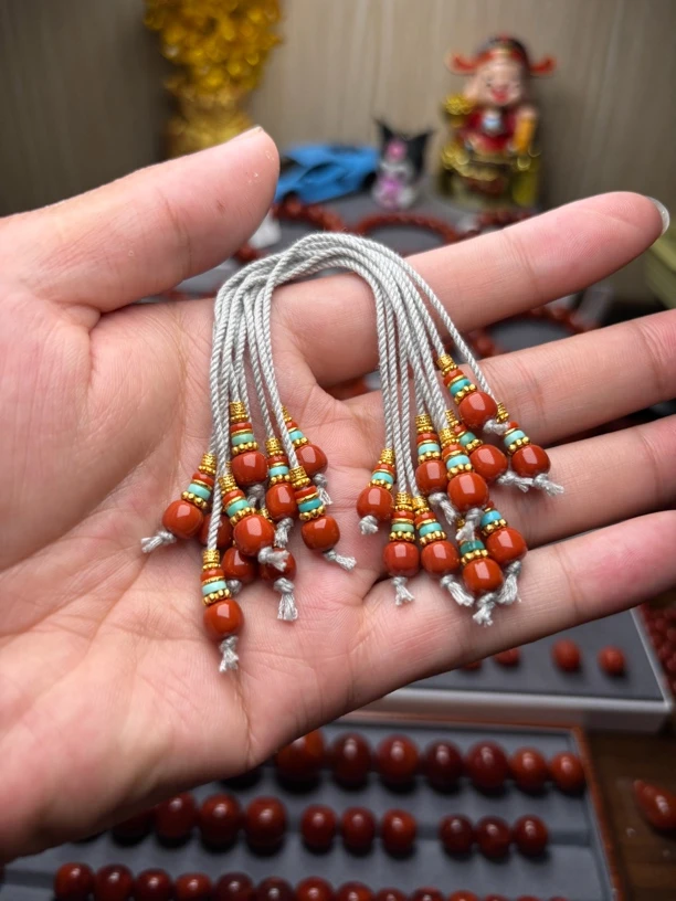 非金属亚克力吊坠 6mm瓦西料锦红弟子珠文玩DIY配饰尾坠