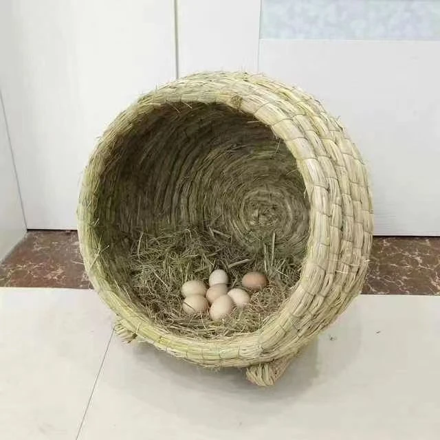 特大号手工编织草编母鸡鸡窝下蛋窝防侧翻保暖实用草编鸡窝稻草