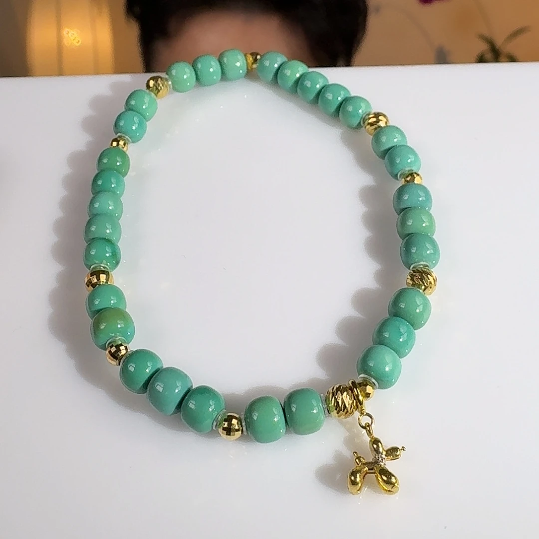 绿松石18K金镶嵌挂件