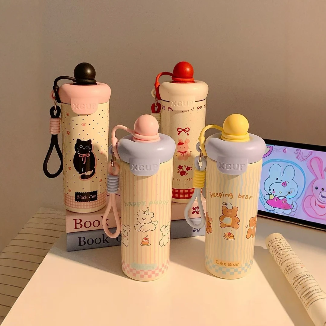 洛诺兔水杯女新款2025高颜值保温杯大容量吸管杯上学冰霸茶杯子