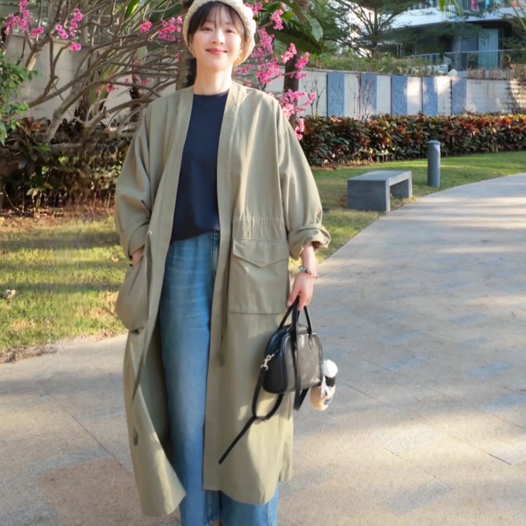 ikigai 大口袋风衣 休闲抽绳束腰风衣外套