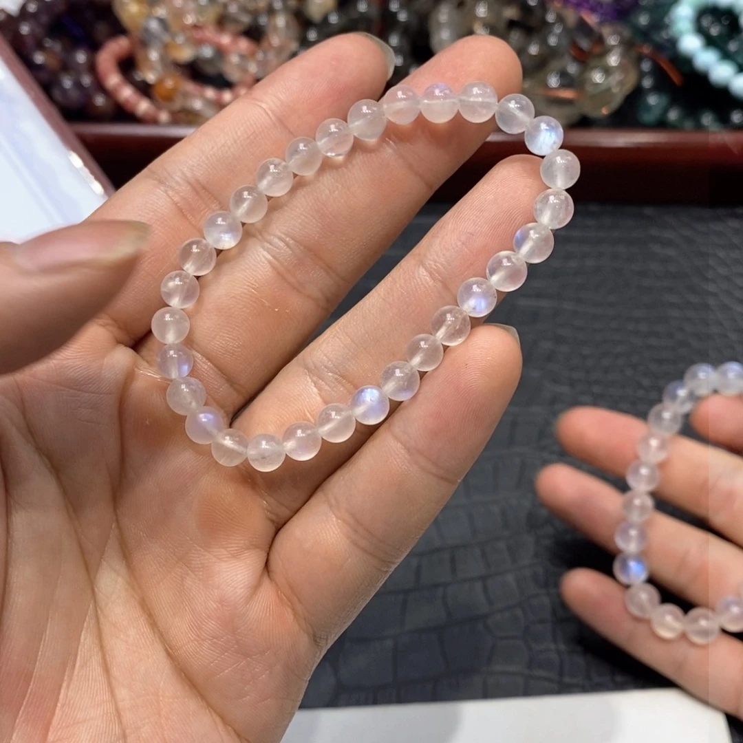 未镶嵌手链长石印度蓝月光7mm