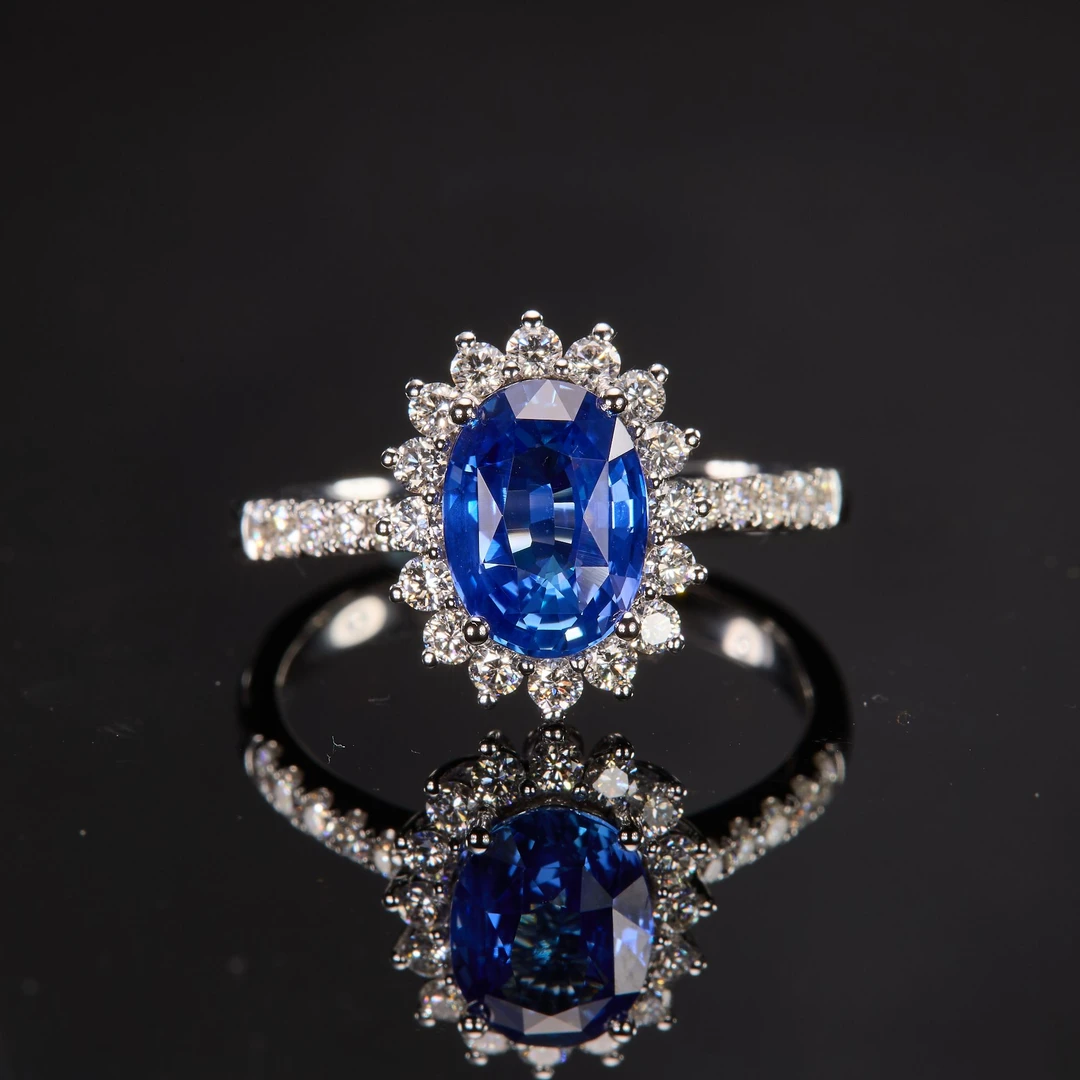 如苑珠宝18K金蓝宝石戒指/2.05ct/AIGS/矢车菊/无烧