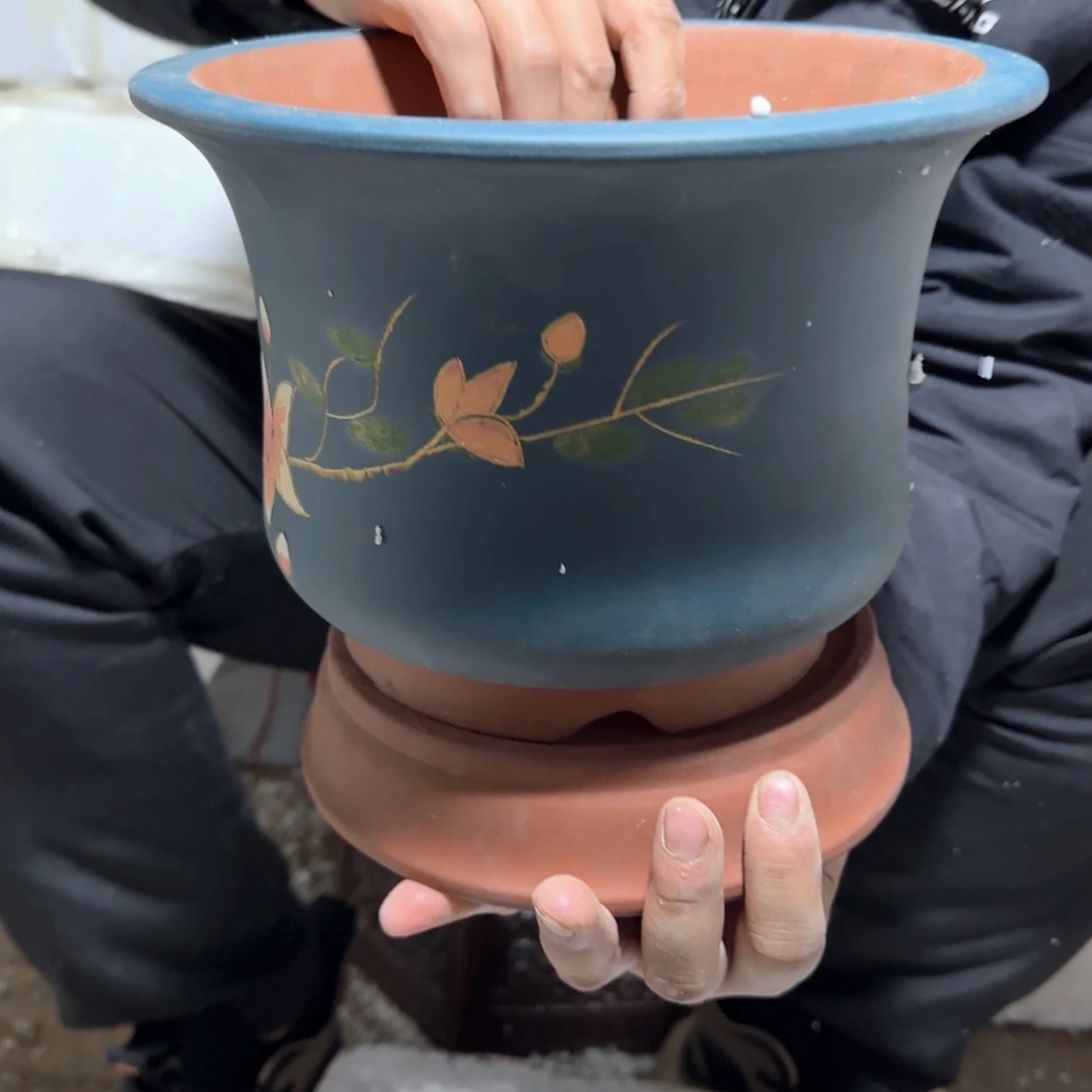 紫砂花盆口径19厘米