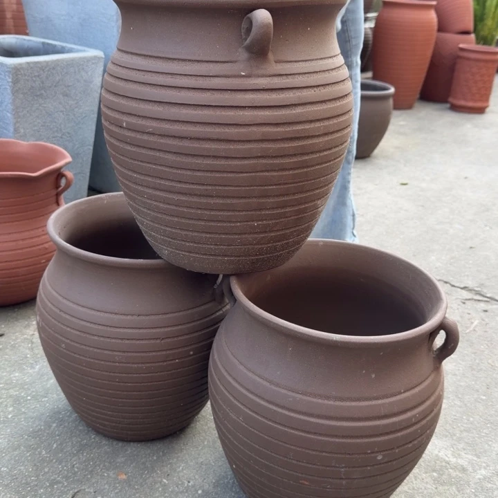 紫砂花盆口25高30宜兴紫砂瑕疵花泥