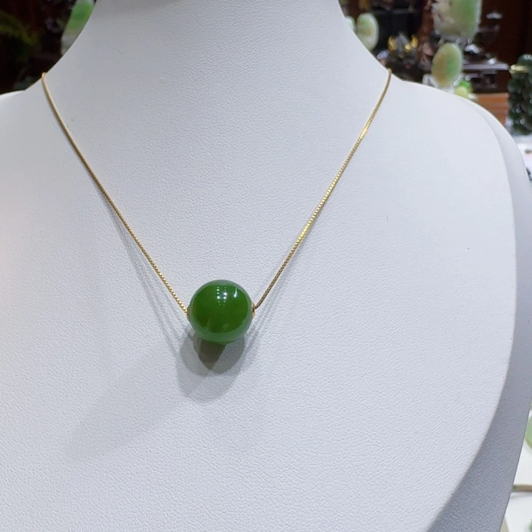 和田玉未镶嵌挂件碧玉锁骨