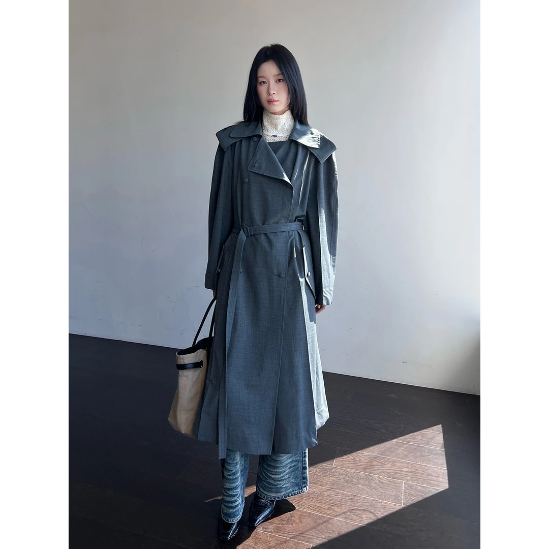 IMMI 设计师品牌 25秋冬精纺羊毛双排扣翻领大衣SOLSOL买手店