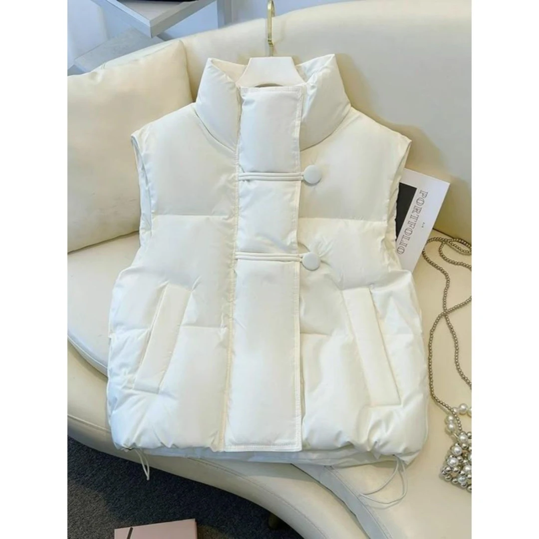 爱依服【秋冬爆款】白色羽绒棉服短款马甲外穿2025秋秋短款坎肩背心