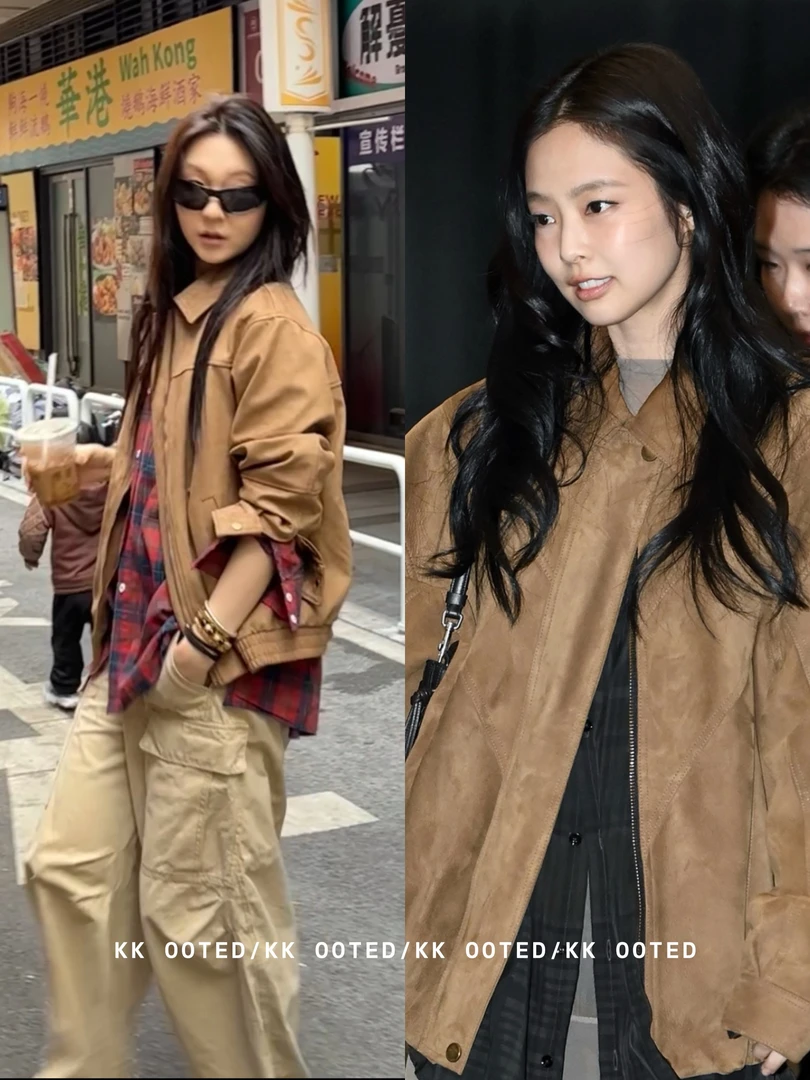 KkK【Jennie皮衣！】复古小众廓形麂皮绒外套上衣夹克