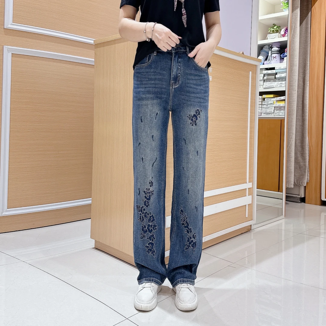 南韩时尚阔腿裤牛仔裤5-7865秋冬百搭拉链长裤/长102厘米