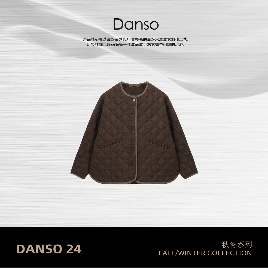 r女装时尚宽松羊毛菱格90白鹅绒羽绒服-8009