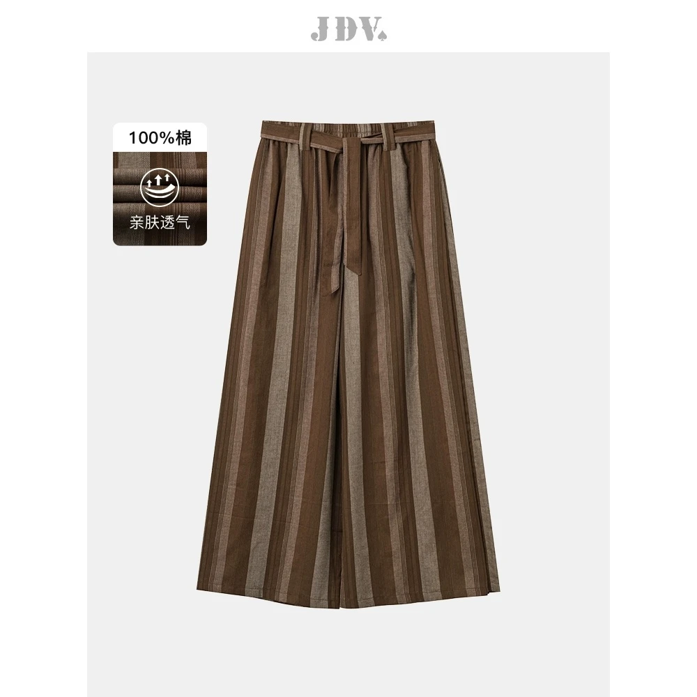 J.D.V男装2025商场同款春夏新款纯棉咖啡条纹阔腿裤休闲SPL56W8