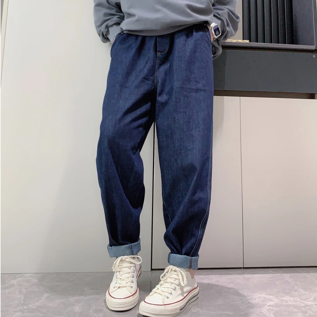 【六哥原创】2025设计款大码薄款宽松潮流休闲微弹哈伦牛仔裤21133