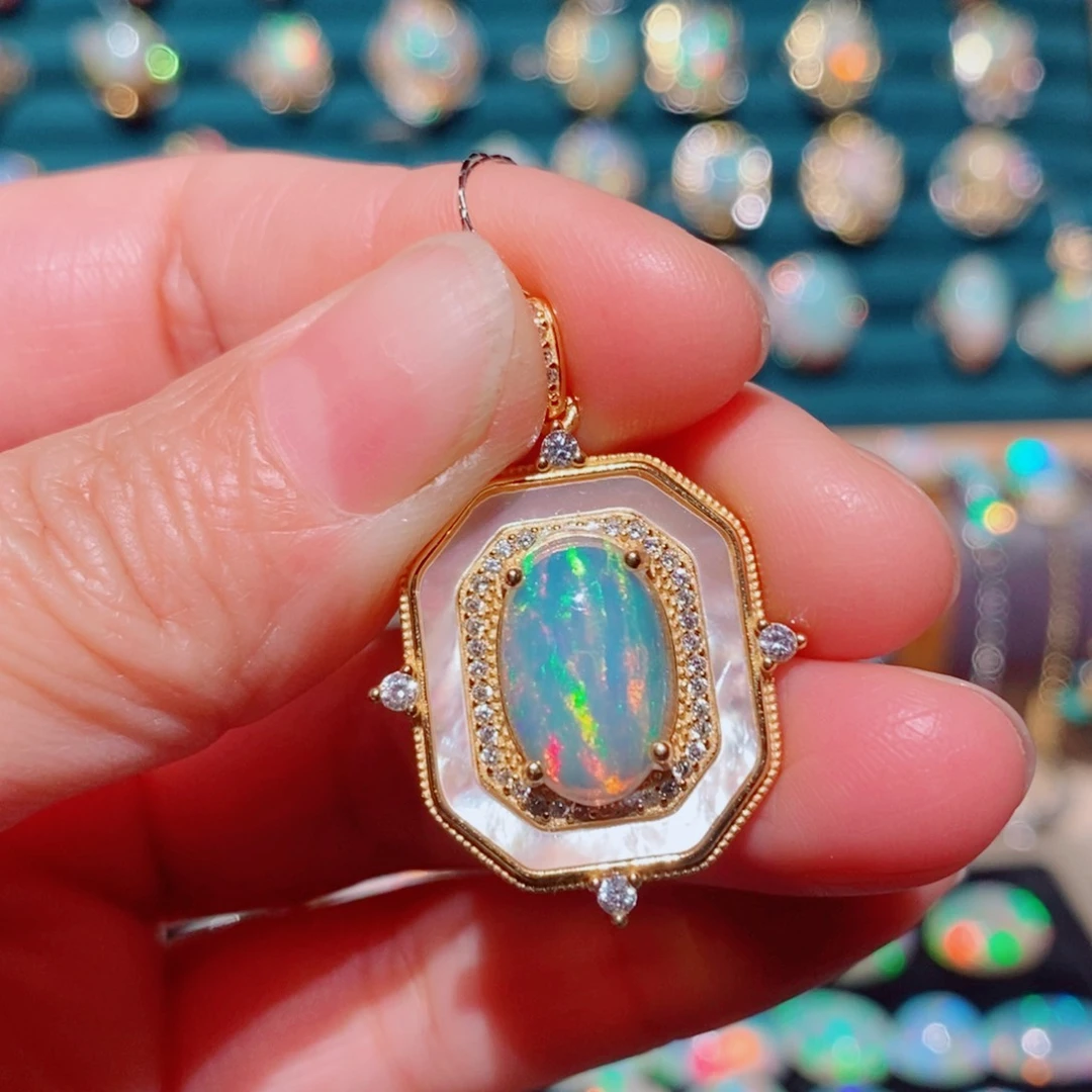 欧泊欧泊吊坠银S925镶嵌