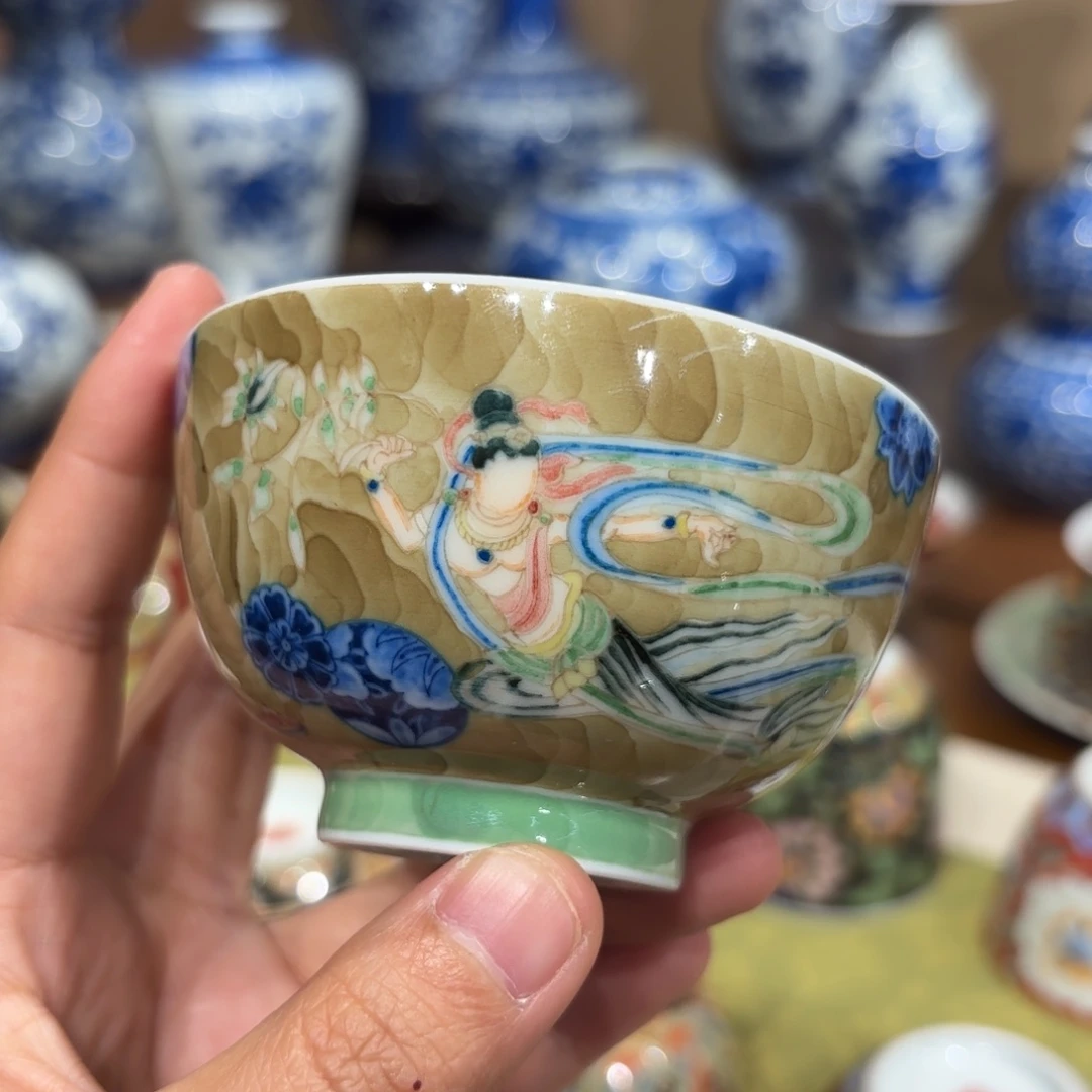 瓷蓝钰 釉下五彩敦煌飞天杯