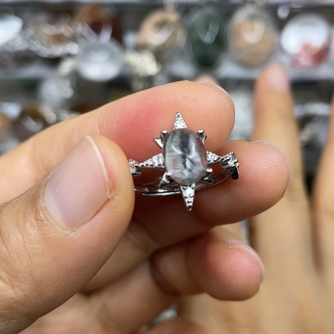 【闪购商品】银S925镶嵌珠宝半成品水晶戒指
