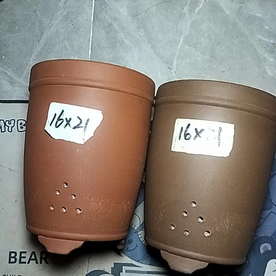 红泥紫泥三线两个花盆