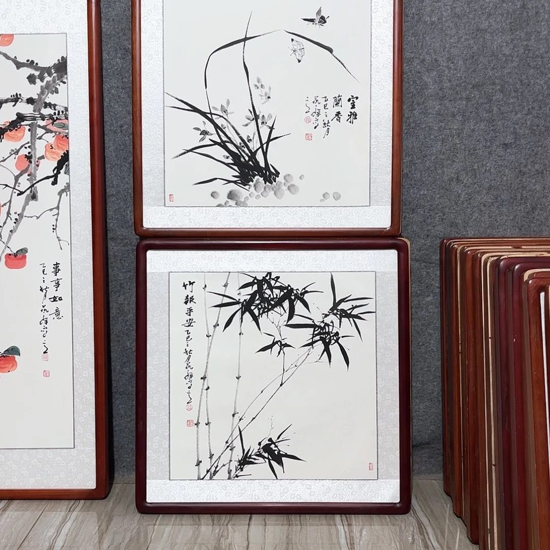 国画书画作品带框63×63