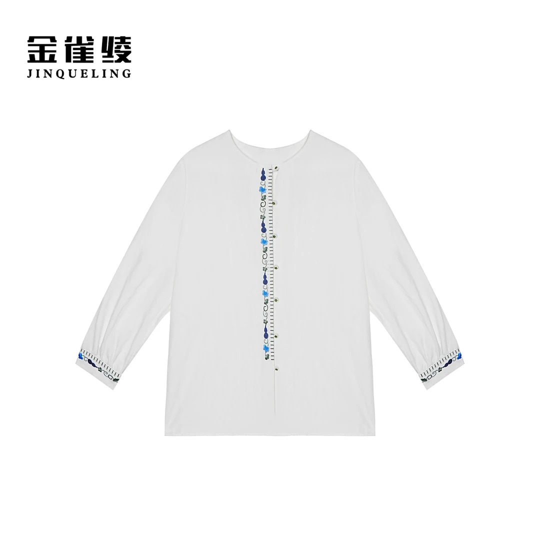 金雀绫【苍兰决】设计师款刺绣工艺大码女装衬衫SZA1S107
