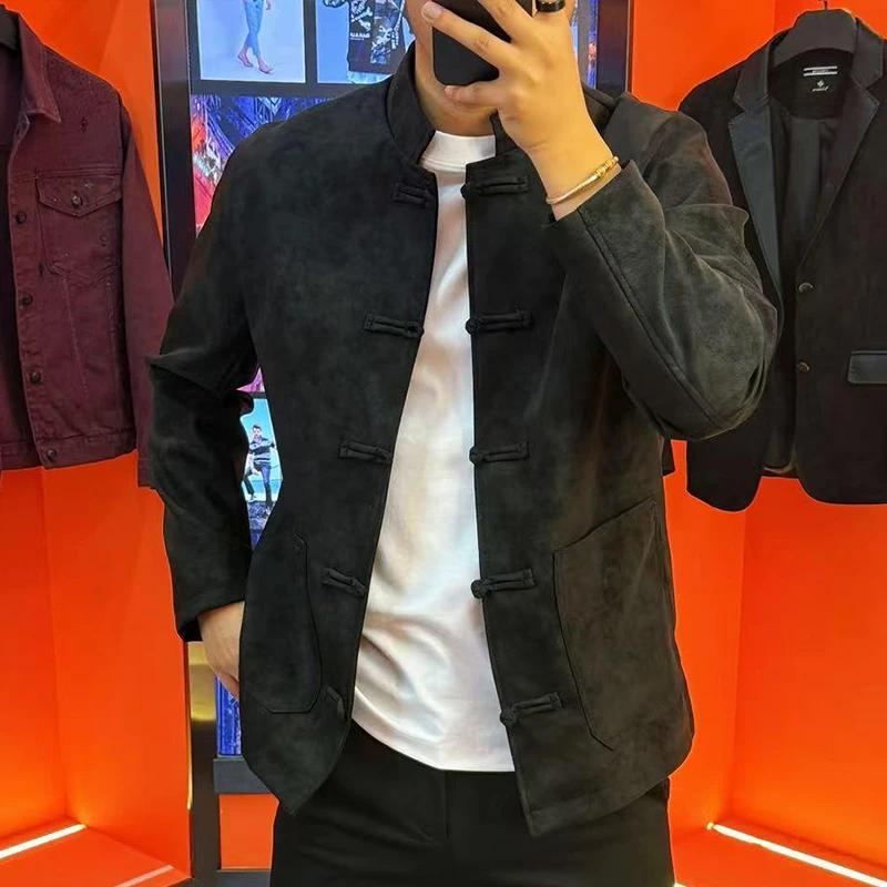 中国风盘扣唐装男士2025秋冬季新中式提花外套高级感百搭休闲外套