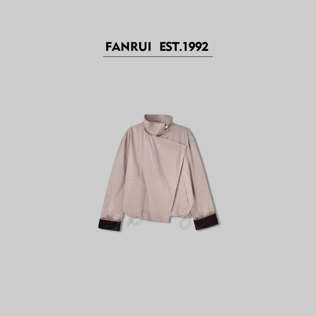 FANRUI/泛芮「坚果塔塔」不规则时尚设计感短款风衣外套B15132