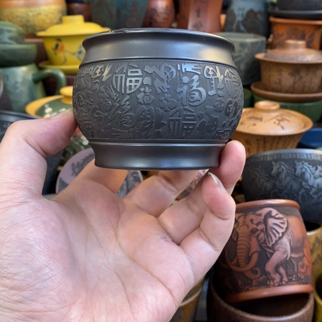 紫砂杯子宜兴全手工紫砂杯