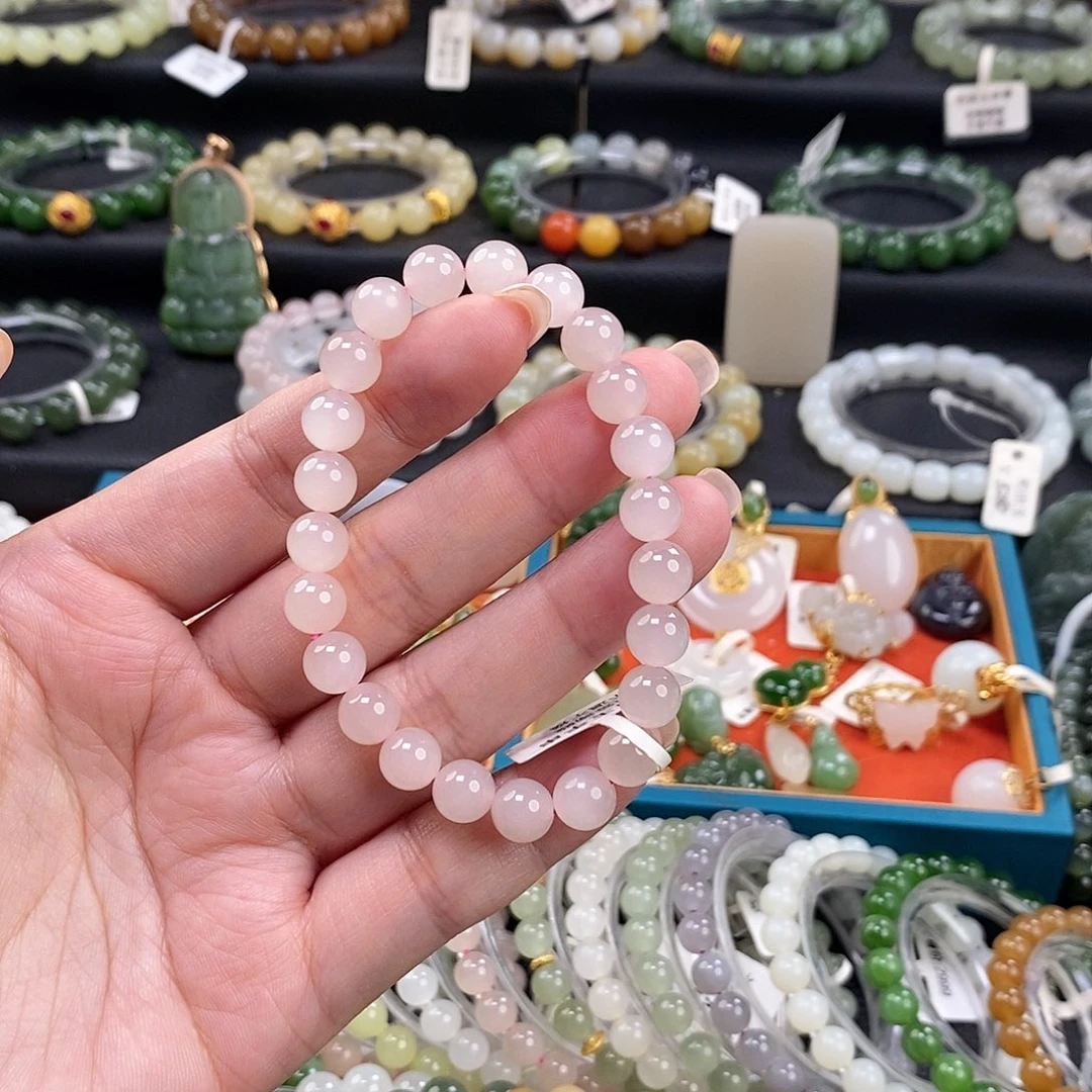 手链未镶嵌和田玉藕粉 8MM