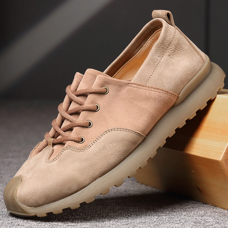 932-10渡诺班尼新款休闲运动鞋男款真皮牛筋底德训鞋男软底阿甘鞋