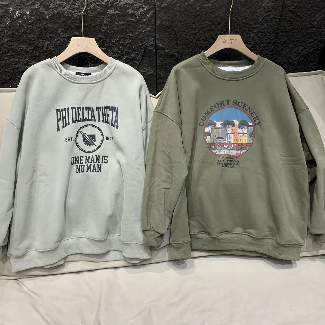 （老三）韩版字母街头风女时尚加厚休闲情侣宽松秋冬圆领时尚卫衣