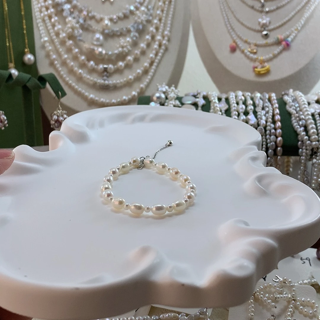 手绳银S925镶嵌淡水珍珠