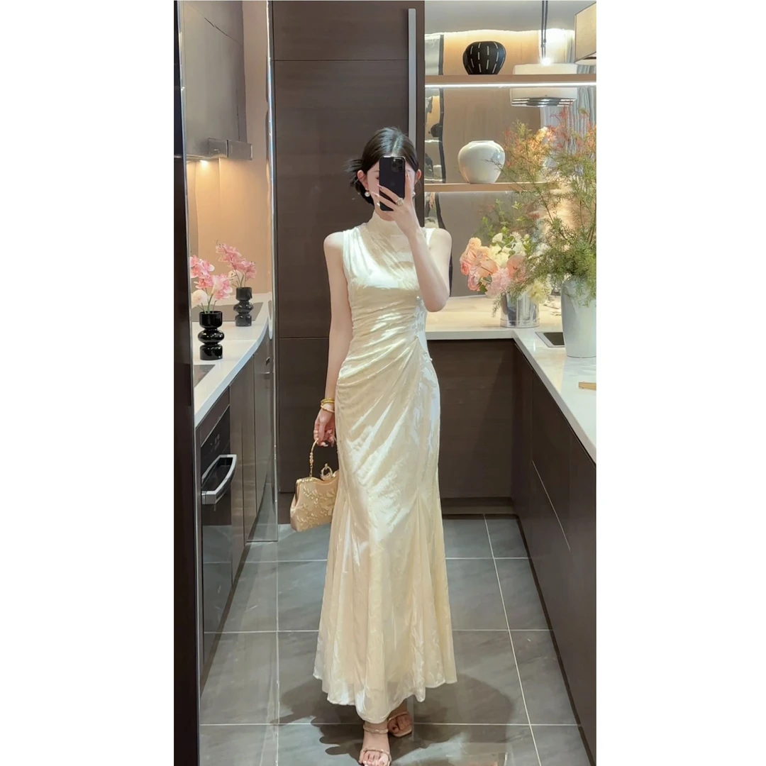 【周粥】【高光时刻】春夏季复古高级丝绒植绒白月光旗袍JJC5LYQ1459