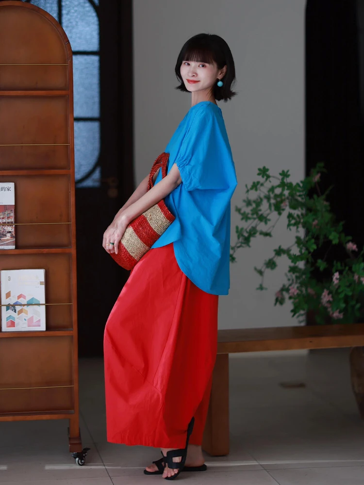 2025超火巨好看的夏装大方得体穿搭一整套蓝色衬衫阔腿裤套装女款