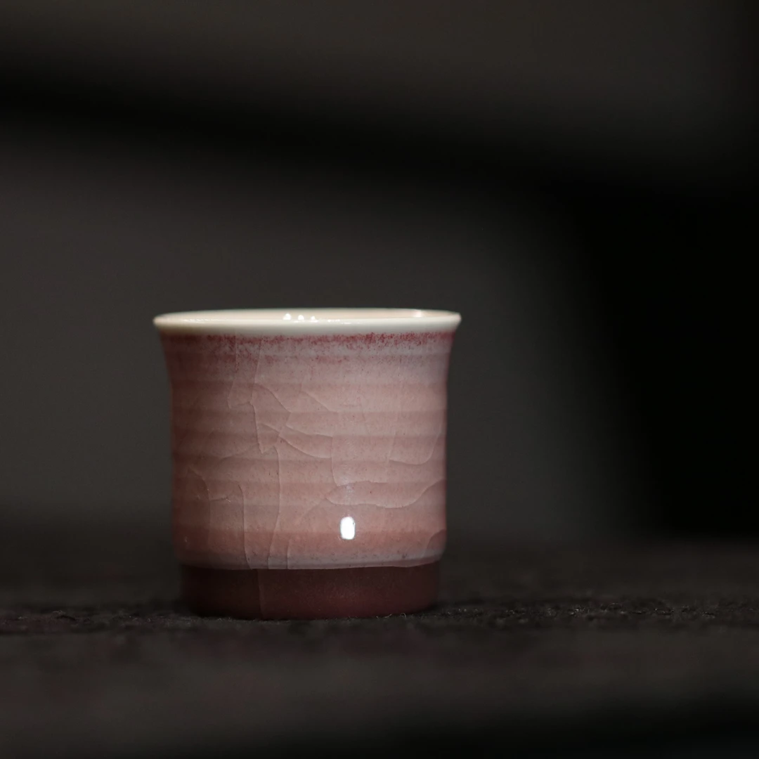 张建柴烧品宋系列作品瑕不掩瑜藕紫闻香杯特价