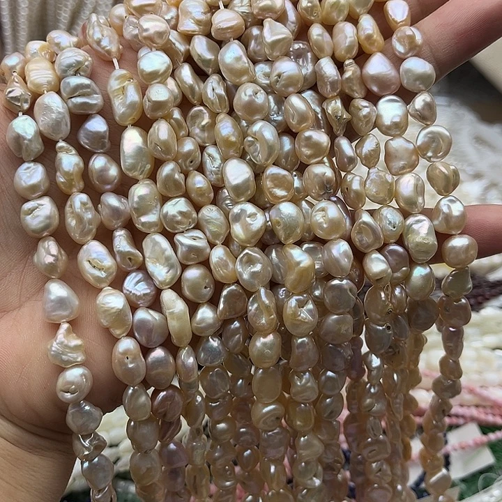 珠宝半成品淡水珍珠未镶嵌一条6-8mm左右相思豆巴洛克珍珠