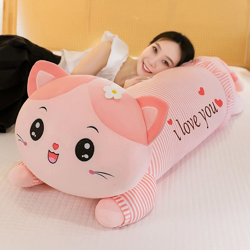 可爱猫咪抱枕多功能侧睡枕床头靠垫毛绒玩具公主风