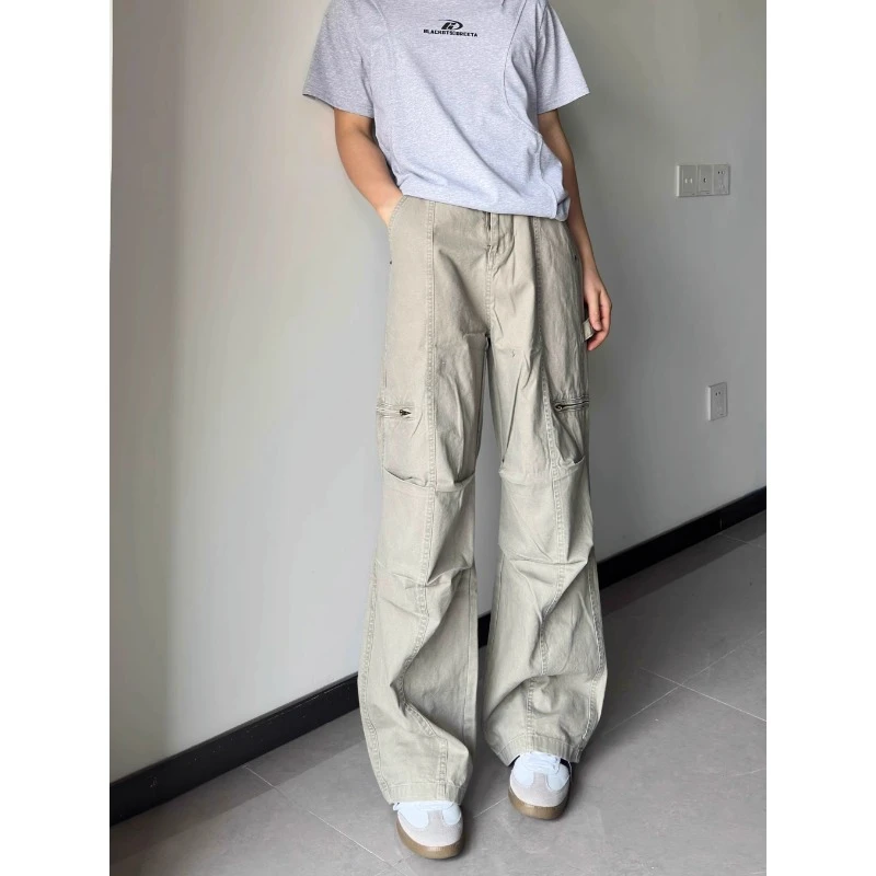 国潮cleanfit美式工装裤高街ins休闲vibe裤子直筒褶皱长裤CK6621