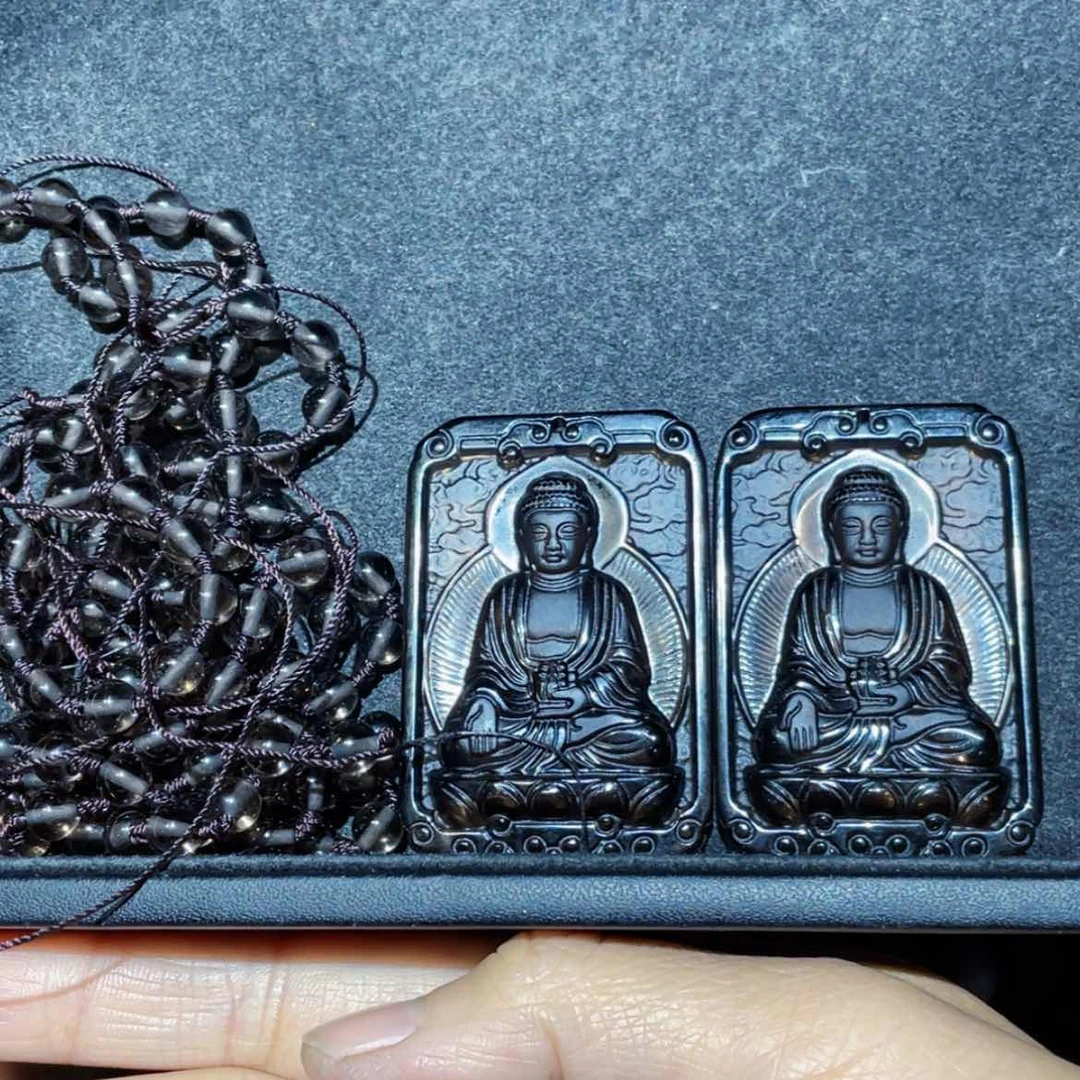 【闪购商品】黑曜岩吊坠(赠链)未镶嵌藝*傢