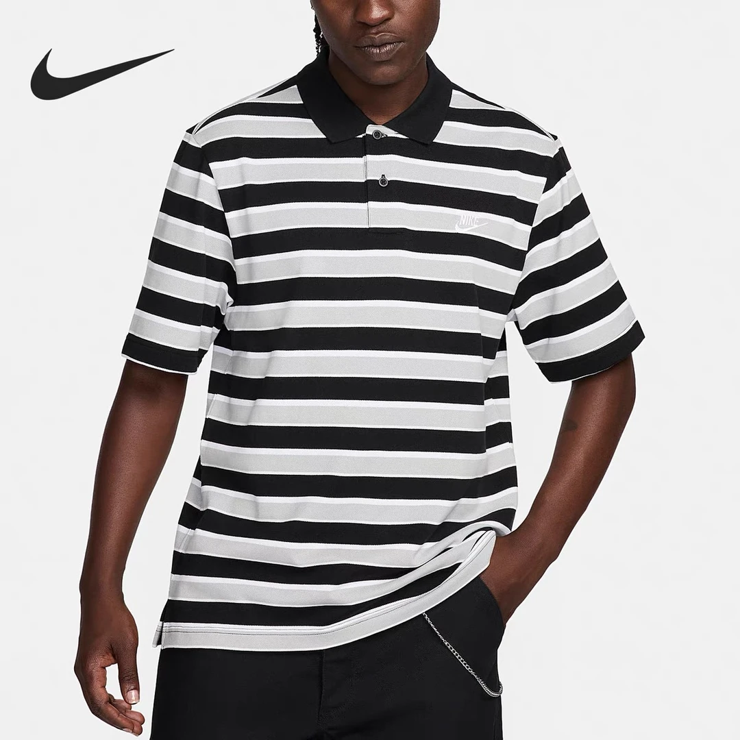 耐克/NIKE24春季新款男士翻领条纹运动夏季短袖 FN3897010 #HB