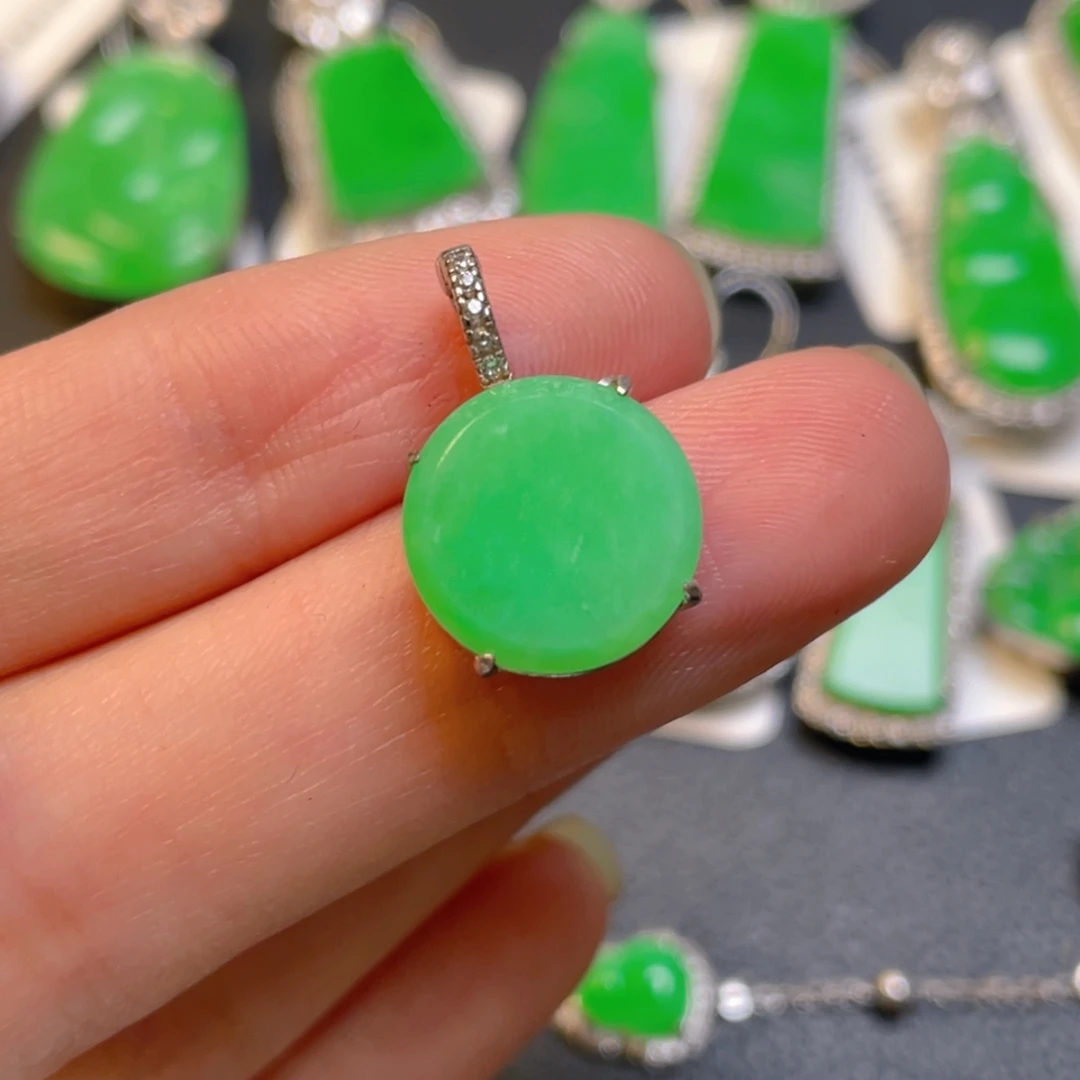 翡翠银S925镶嵌吊坠(不含链)