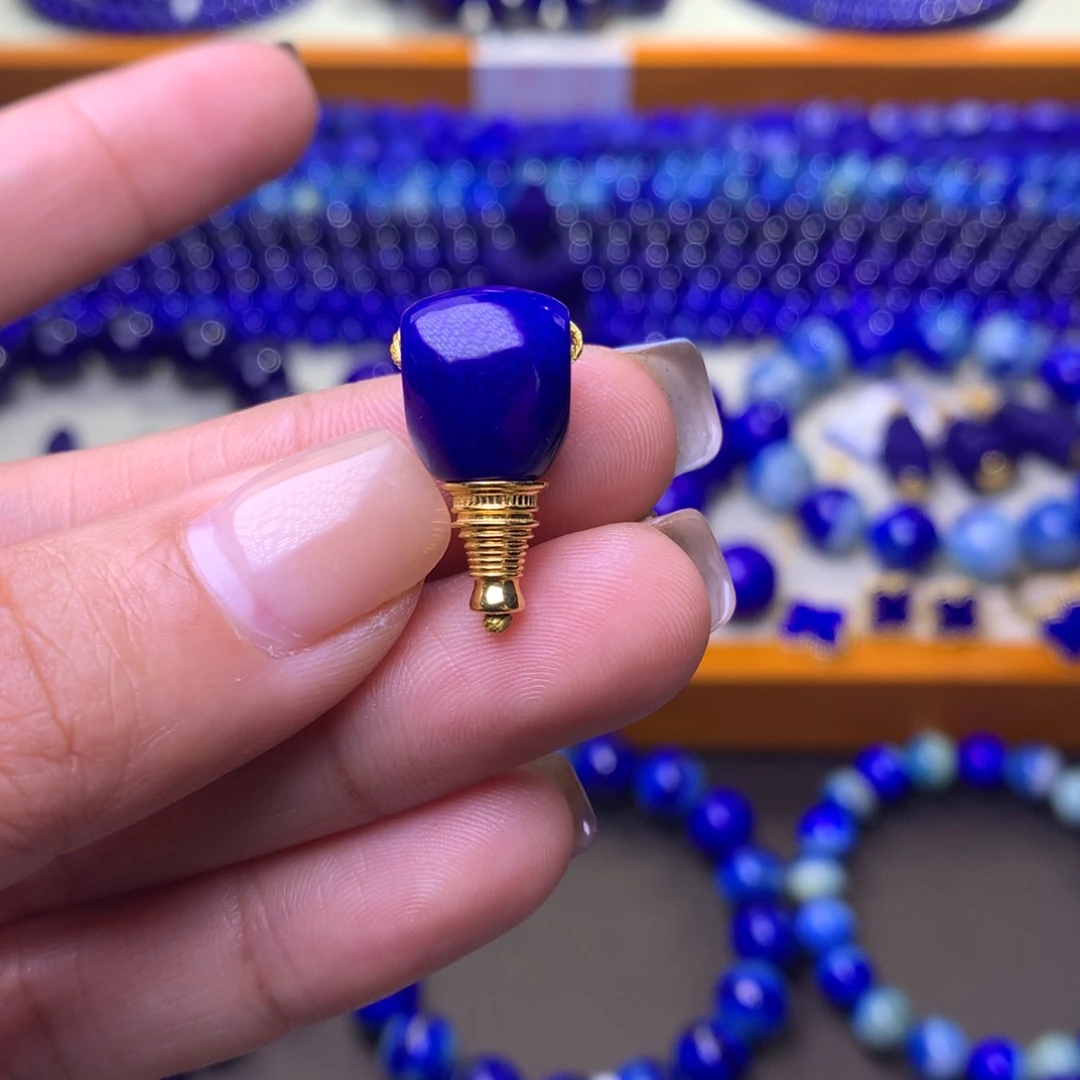 青金石18K金镶嵌三通10.6×20.6