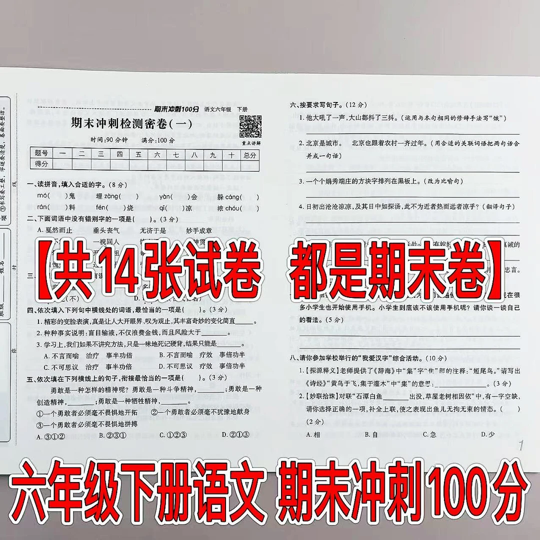 期末冲刺卷六年级下册语文期末冲刺100分人教版期末试题总复习卷