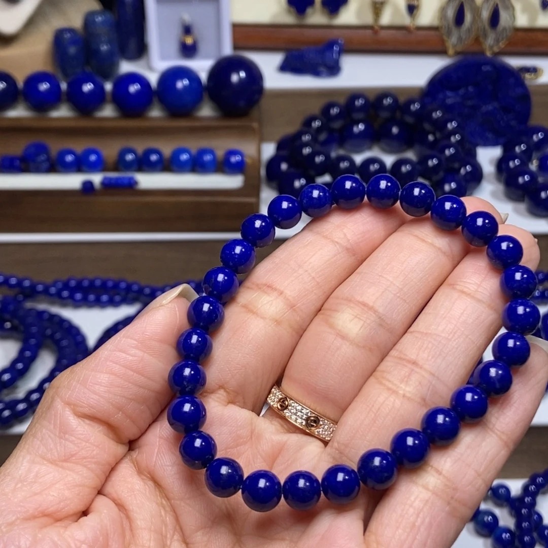 萌***萌青金石未镶嵌7mm+精品单圈手串